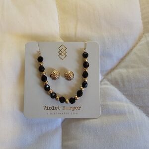 Black and Gold Bracelet And Earring Set